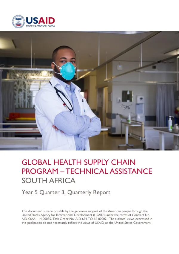 Global Health Supply Chain Program – Technical Assistance: Year 5 Quarter 3, Quarterly Report