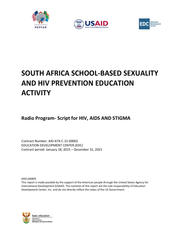South Africa School-Based Sexuality and HIV Prevention Education Activity