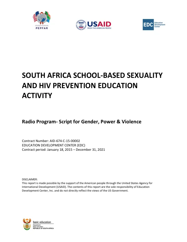 South Africa School-Based Sexuality and HIV Prevention Education Activity