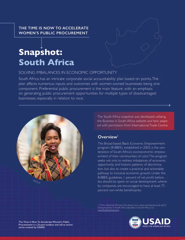 The Time is Now to Accelerate Women's Public Procurement: Snapshot: South Africa