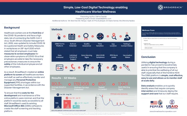 Simple, Low-Cost Digital Technology enabling Healthcare Worker Wellness