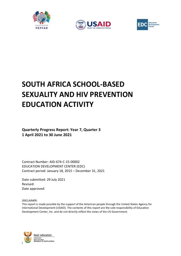 South Africa School-Based Sexuality and HIV Prevention Education Activity