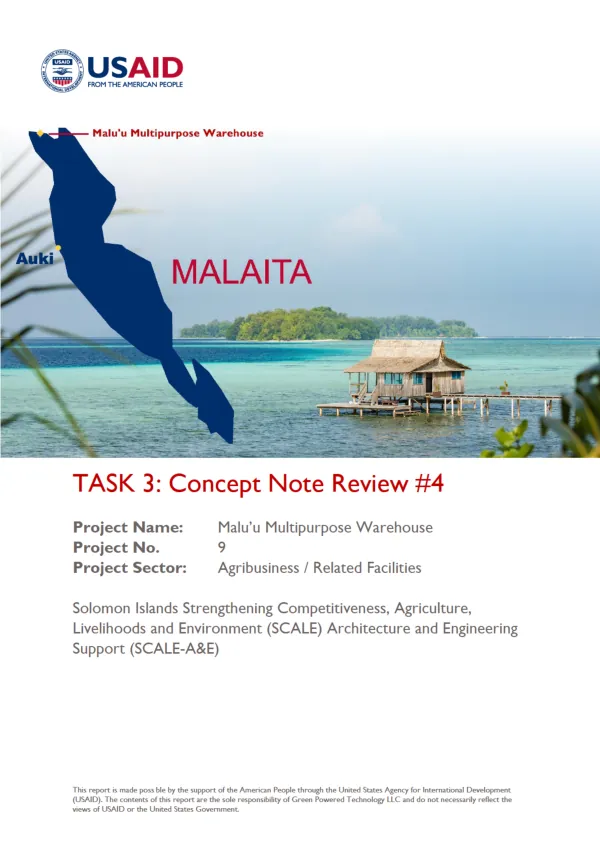 USAID SCALE Project Concept Note: Multipurpose Warehousing in Malaita, Solomon Islands