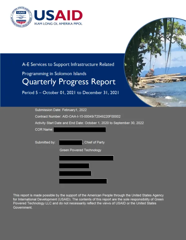 Final Report: Activity Monitoring, Evaluation, and Learning Plan (AMELP) for A-E Services to Support Infrastructure Related Programming in Solomon Islands