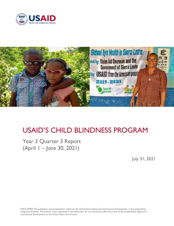 USAID Child Blindness Program Year 3, Quarter 3 Report