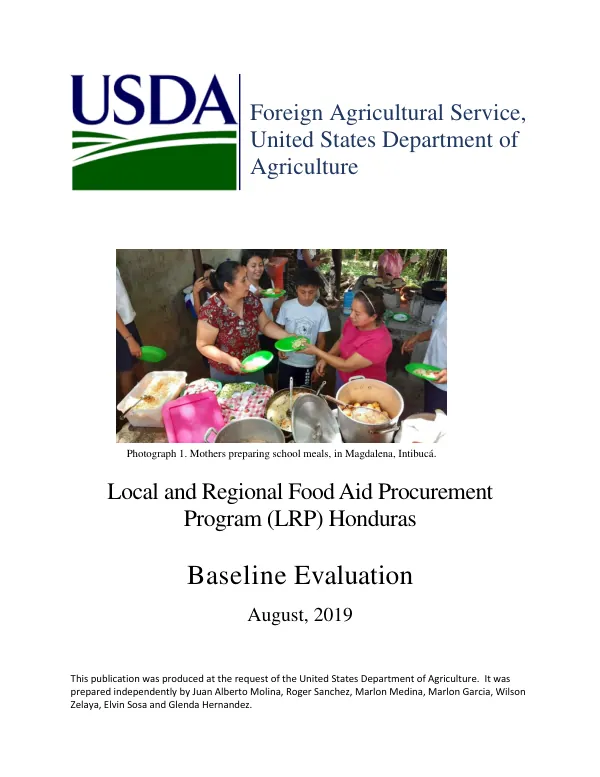 Baseline evaluation report of local and regional food aid procurement program (LRP) [FY2018 Honduras]