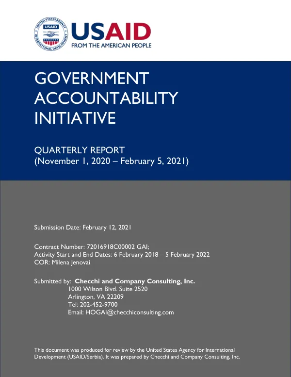 Government Accountability Initiative Quarterly Report (November 1, 2020 – February 5, 2021)