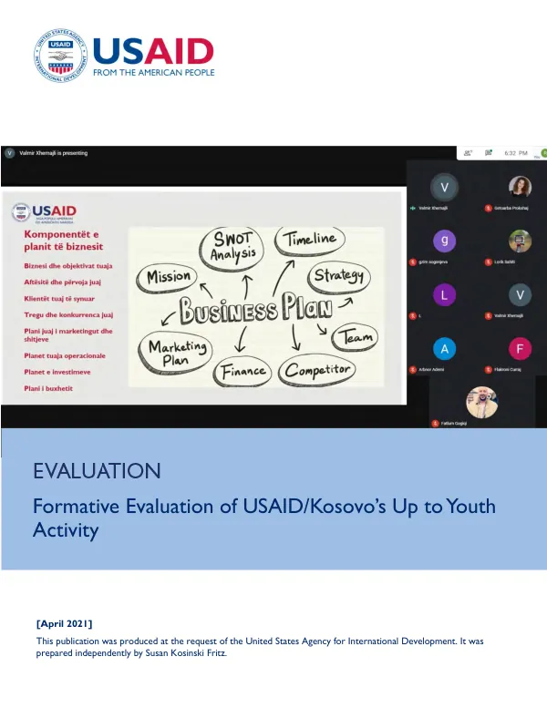 Formative Evaluation of USAID/Kosovo’s Up to Youth Activity