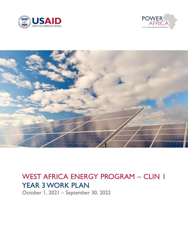 West Africa Energy Program – CLIN 1 Year 3 Work Plan