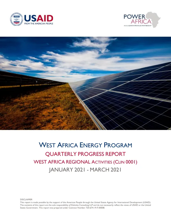 Quarterly Progress Report: West Africa Energy Program (WAEP)