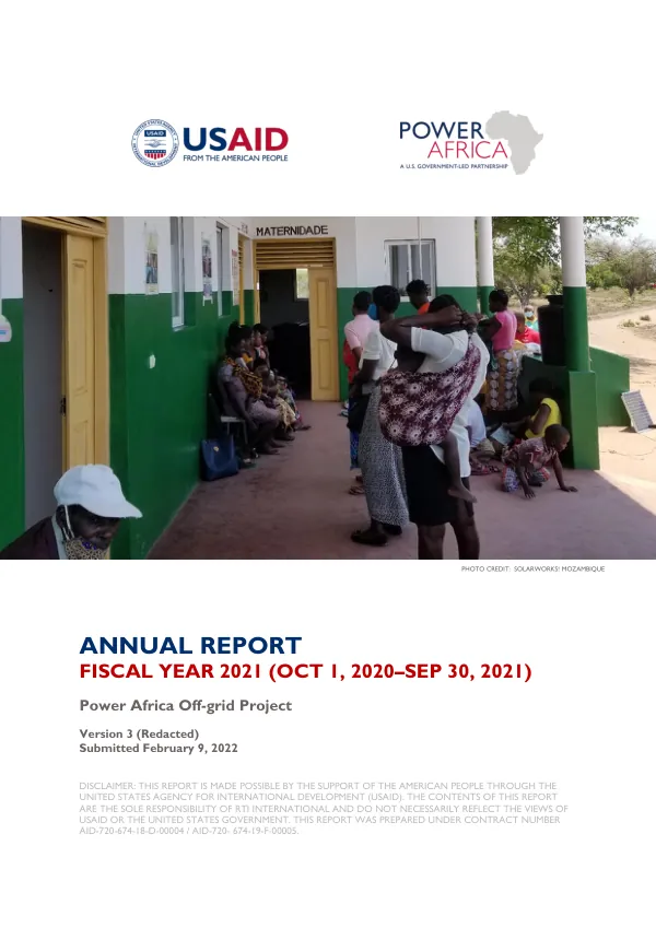 Annual Report, Fiscal Year 2021 Power Africa Off-Grid Project