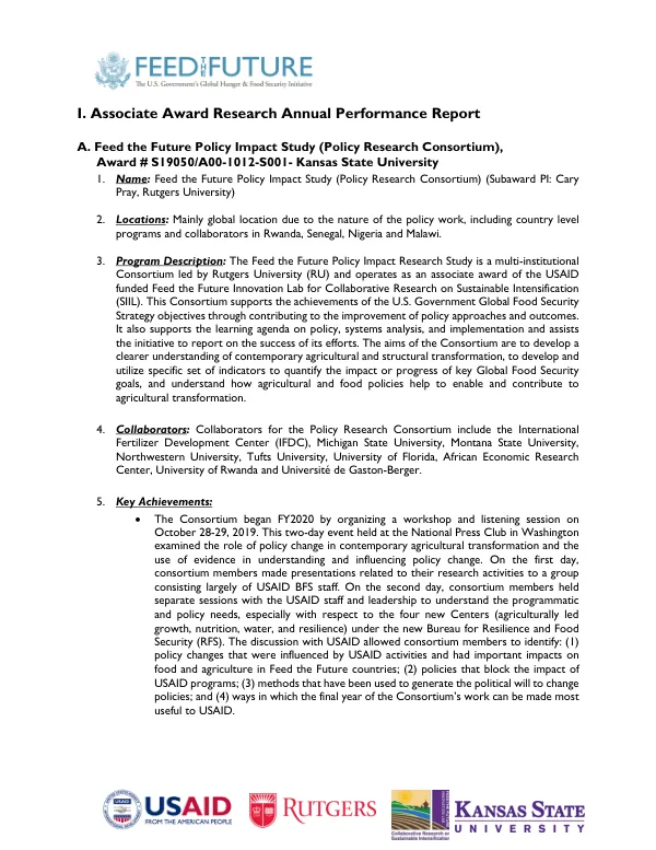 Associate Award Research Annual Performance Report