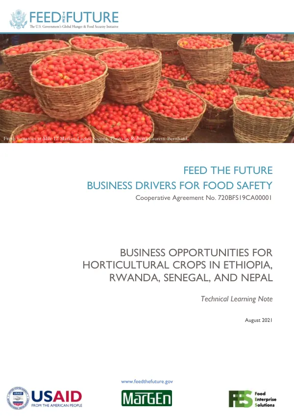 Business Opportunities for Horticultural Crops in Ethiopia, Rwanda, Senegal, and Nepal