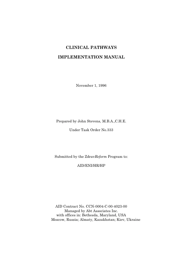 Clinical Pathways Implementation Manual