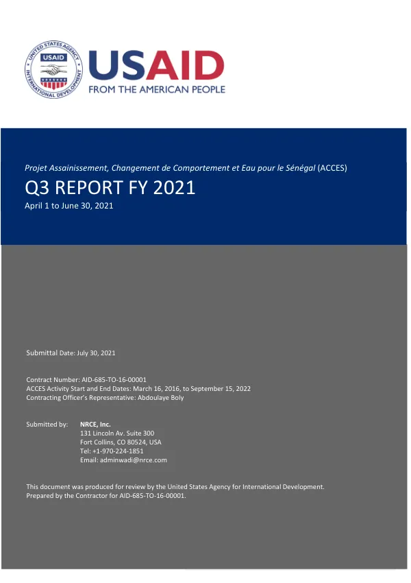 ACCES Quarterly Report for Q3 FY 2021 (April 1 through June 30, 2021)
