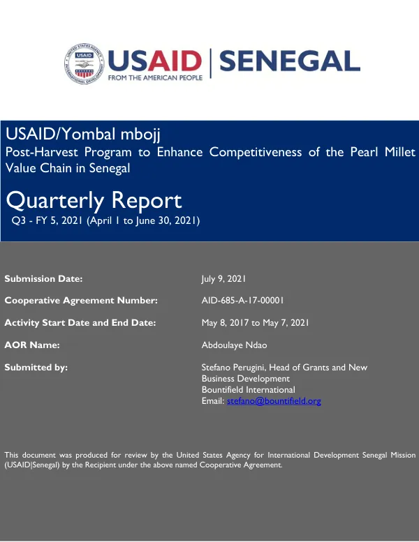 USAID/Yombal mbojj FY 2021 Q3 Quarterly Report