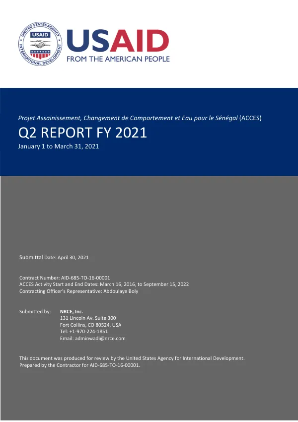 ACCES Quarterly Report for Q2 FY 2021 (January 1 through March 31, 2021)