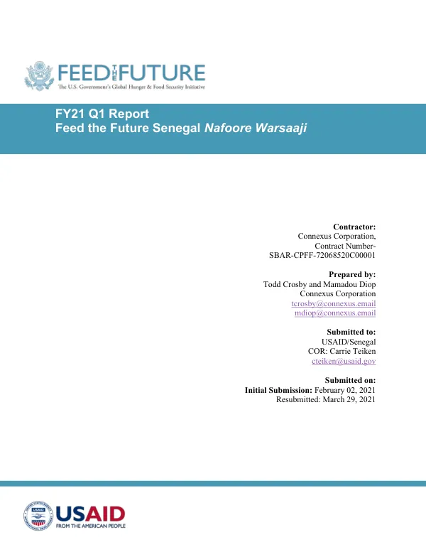 Feed the Future Senegal Nafoore Warsaaji FY21 Q1 Report