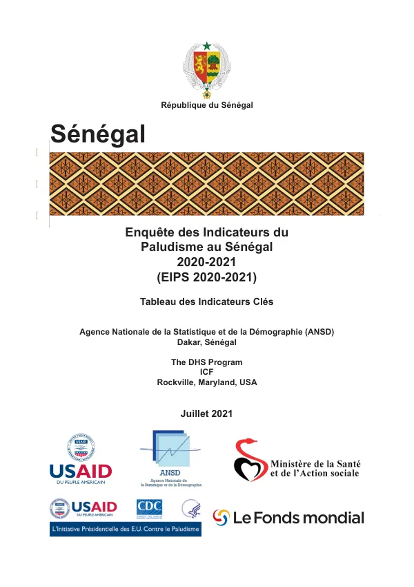 Indicateurs clés du paludisme de l’Enquête sur les indicateurs de paludisme, Sénégal 2020-2021