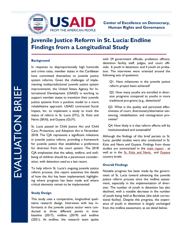 Endline Implementation Brief - St. Lucia: Juvenile Justice Reform