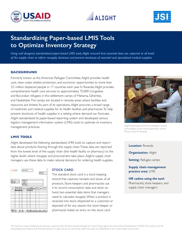 Standardizing Paper-based LMIS Tools to Optimize Inventory Strategy