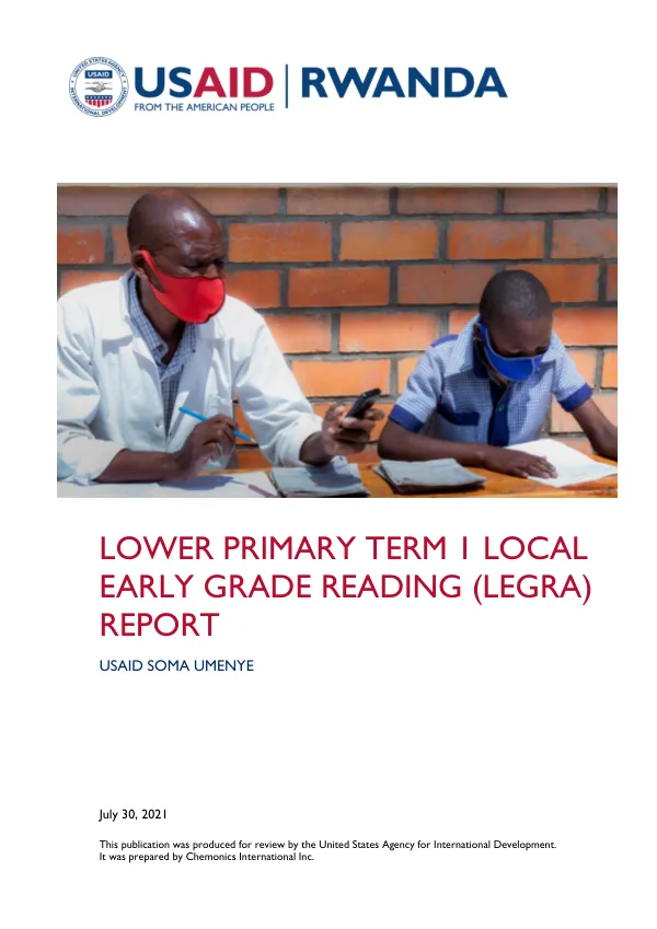 LOWER PRIMARY TERM 1 LOCAL EARLY GRADE READING (LEGRA) REPORT
