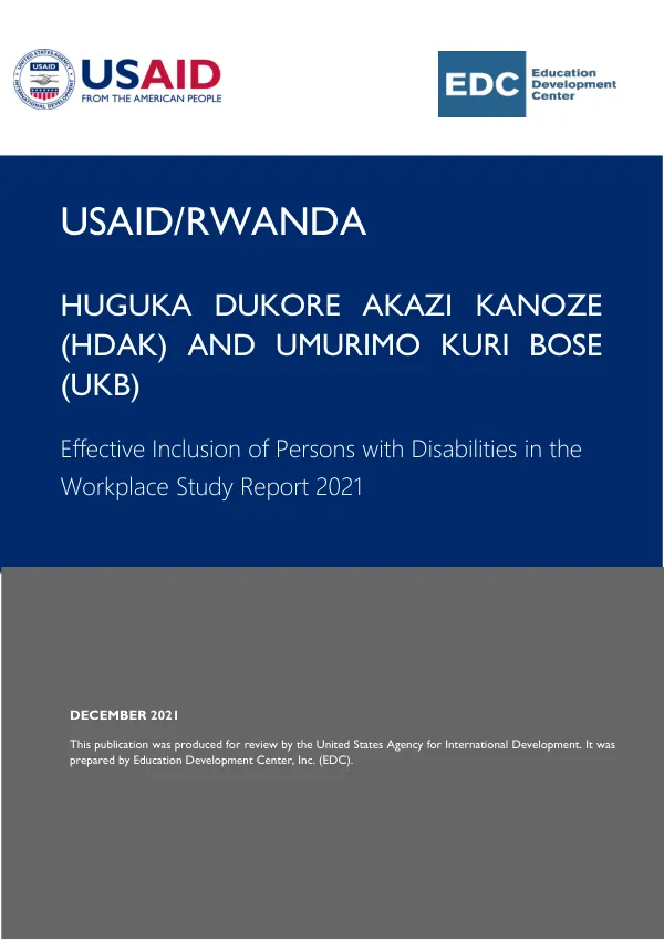 Effective Inclusion of Persons with Disabilities in the Workplace Study Report - 2021