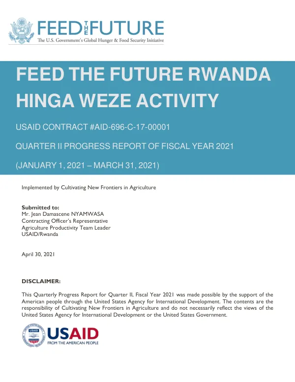 Quarterly Progress Report of Fiscal Year 2021 for Hinga Weze Activity