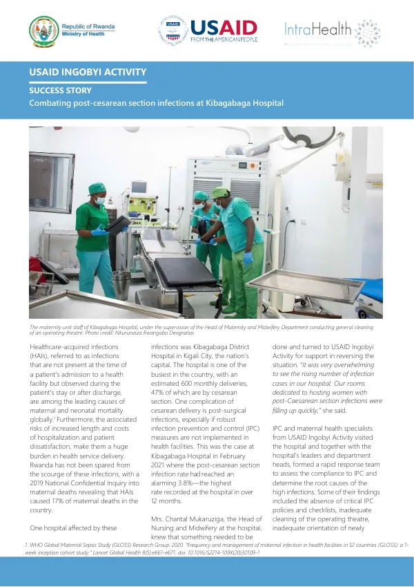 Combating post-cesarean section infections at Kibagabaga Hospital