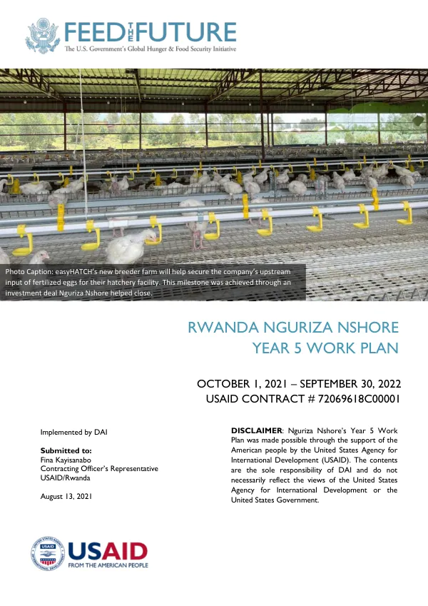 Rwanda Nguriza Nshore Year 5 Work Plan