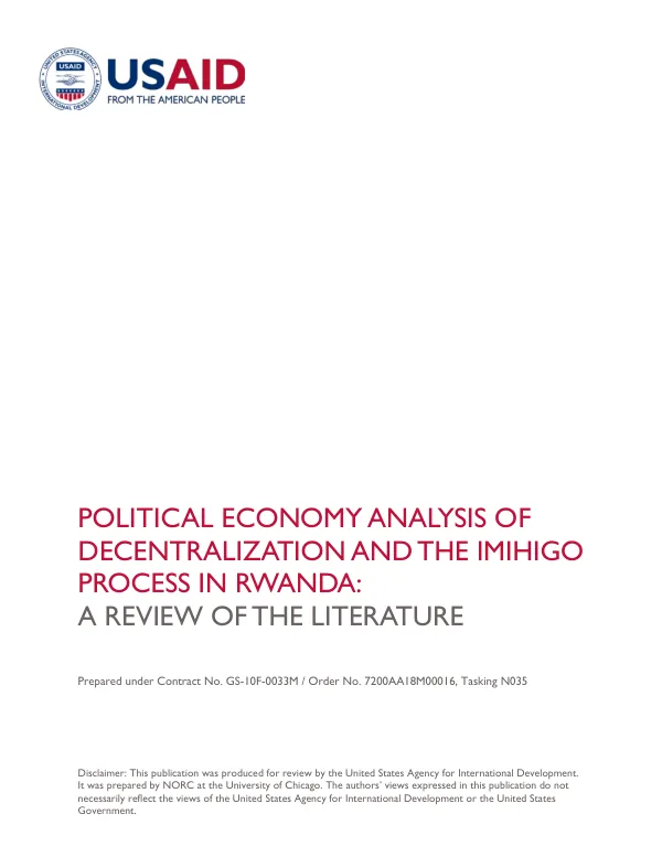 Political Economy Analysis of Decentralization and the IMIHIGO Process in Rwanda: A Review of the Literature