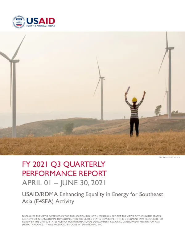 Final Quarterly Performance Report Q3_FY 21_NO BUDGET_E4SEA Activity
