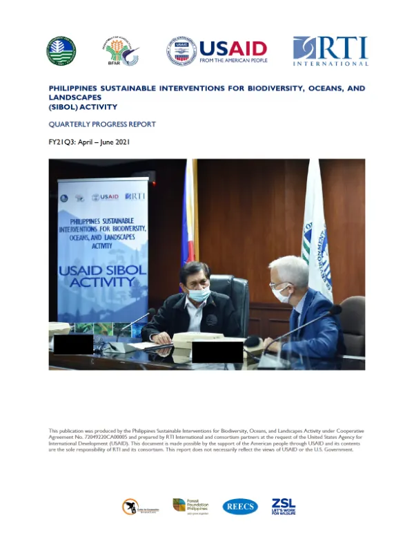SIBOL QUARTERLY REPORT FY21Q3: APR – JUN 2021