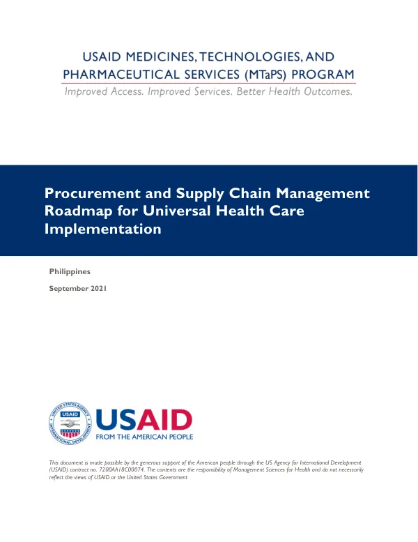 Procurement and Supply Chain Management Roadmap for Universal Health Care Implementation