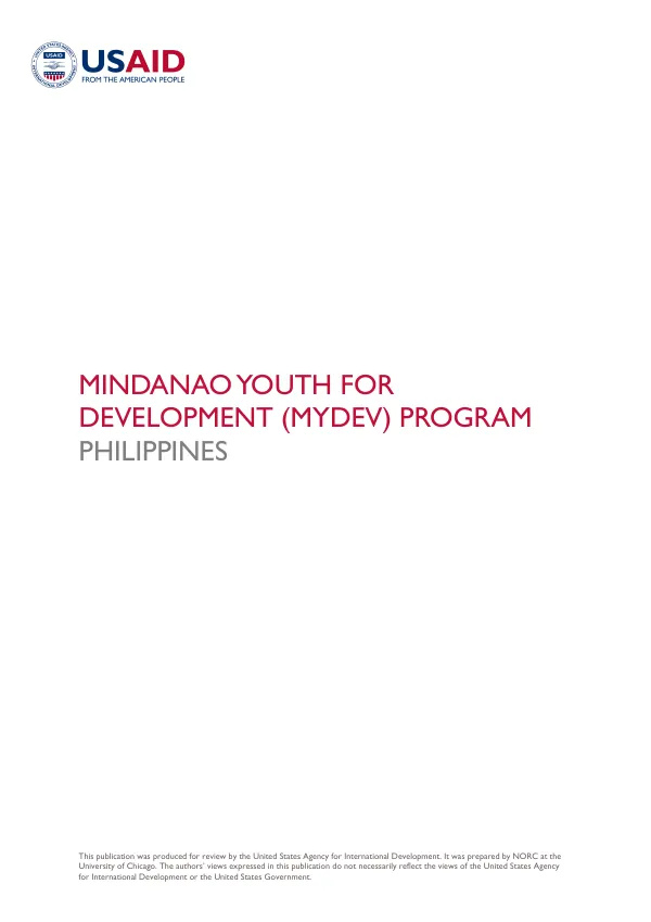MINDANAO YOUTH FOR DEVELOPMENT (MYDEV) PROGRAM PHILIPPINES