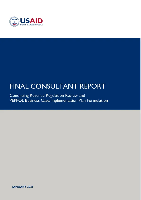 Final Consultant Report for USAID ePeso Activity: Continuing Revenue Regulation Review and PEPPOL Business Case