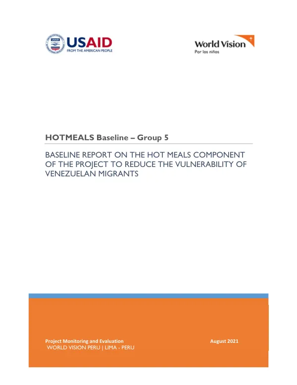 Baseline Report on the Hot Meals Component of the Project to Reduce the Vulnerability of Venezuelan Migrants