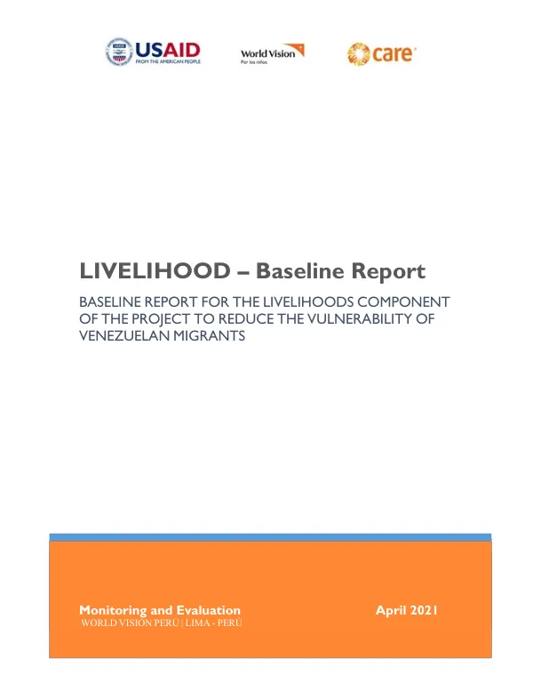 Baseline Livelihood Component. MEAL – OFDA II. Project 2020-2021: Baseline Livelihoods (first cohort - promotion) in Q2