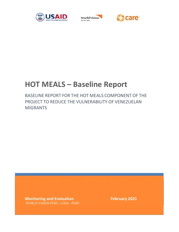 Baseline Report for the Hot Meals Component of the Project to Reduce the Vulnerability of Venezuelan Migrants