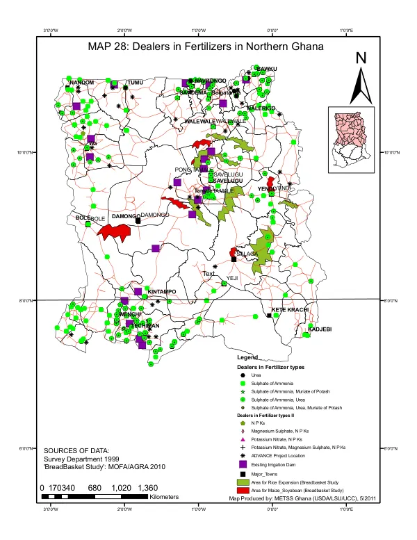 MAP 28: Dealers in Fertilizers in Northern Ghana ±