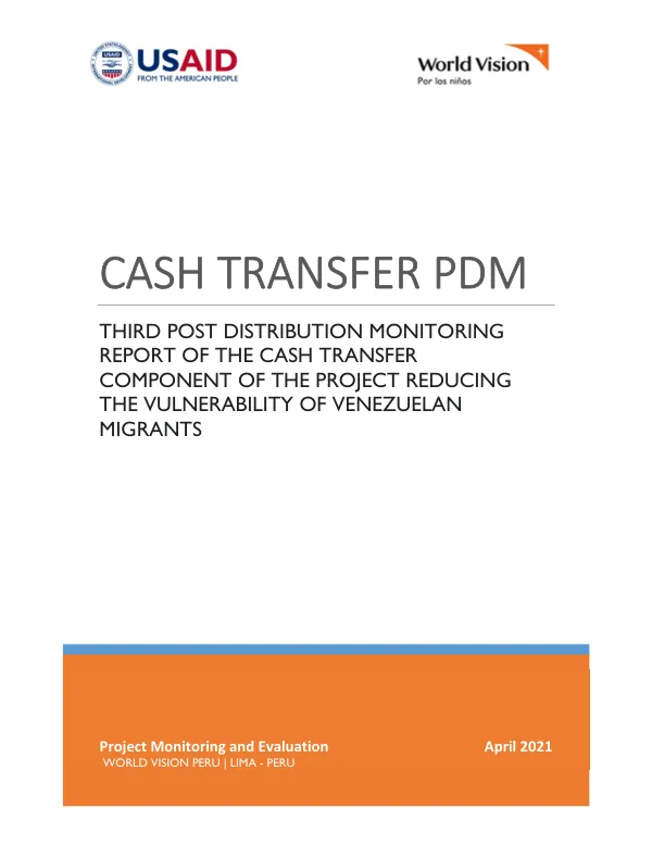 Third PDM Cash Transfer Report: New Participants