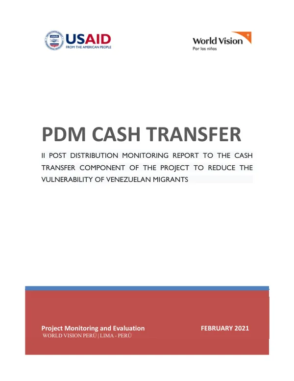 Post-Distribution Monitoring Report: Cash Transfer - New Participants