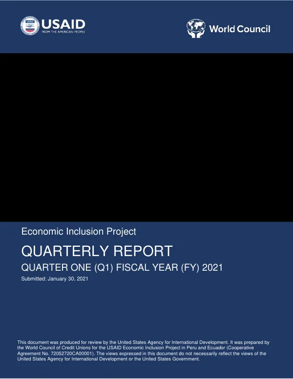 Quarterly Report Q1 FY21: Economic Inclusion Project
