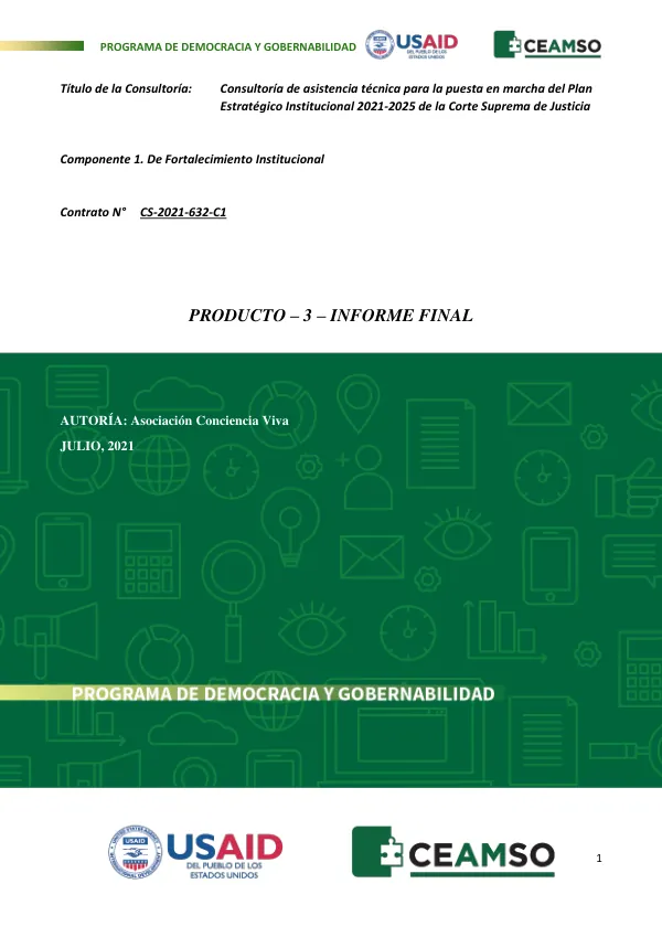 Consultoría de asistencia técnica para la puesta en marcha del Plan Estratégico Institucional 2021-2025 de la Corte Suprema de Justicia