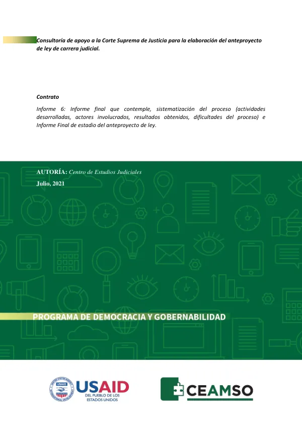 Consultoría de apoyo a la Corte Suprema de Justicia para la elaboración de un anteproyecto de ley de carrera judicial