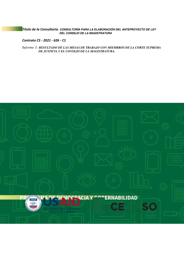 Consultoría para la Elaboración del Anteproyecto de Ley del Consejo de la Magistratura