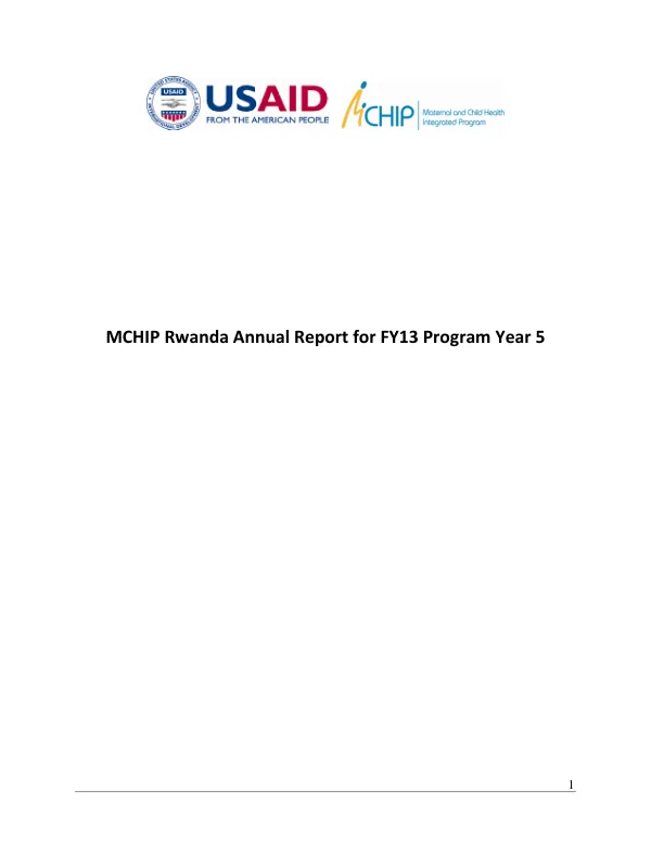 MCHIP Rwanda Annual Report FY13