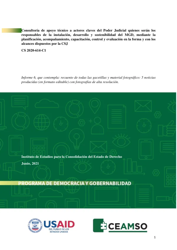 Consultoría de apoyo técnico a actores claves del Poder Judicial