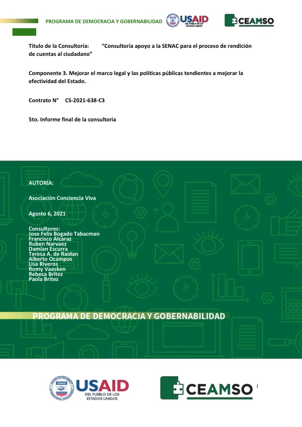 Consultoría apoyo a la SENAC para el proceso de rendición de cuentas al ciudadano