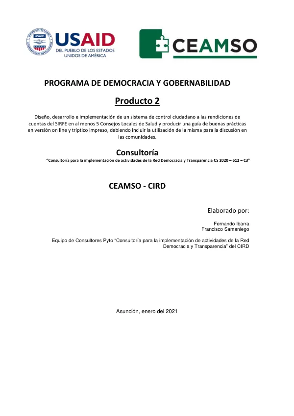 Consultoría para la implementación de actividades de la Red Democracia y Transparencia CS 2020 – 612 – C3